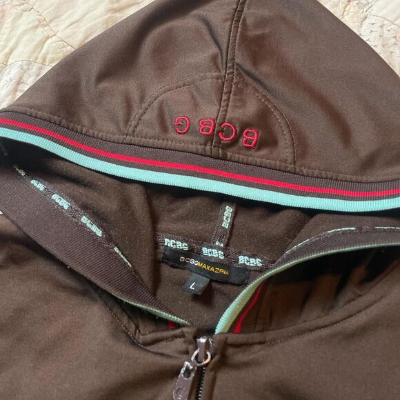 bcbg brown and teal vintage y2k double top and bottom zip track jacket large - Picture 2 of 8